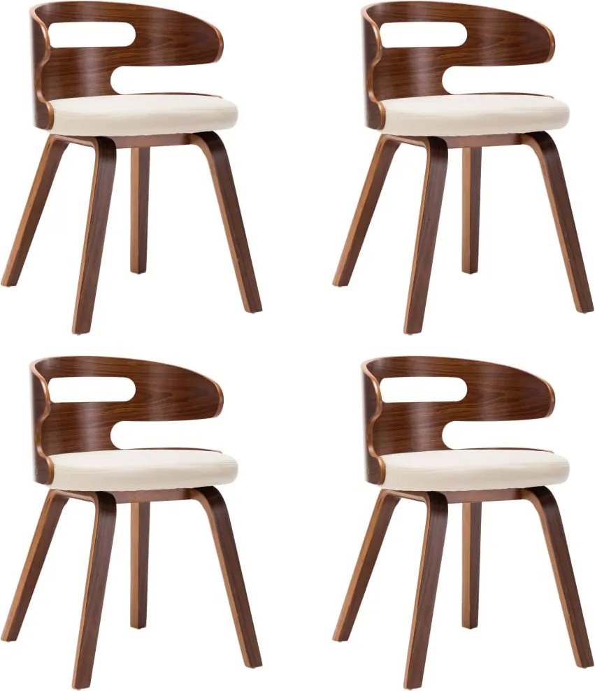 vidaXL Scaune de bucătărie 4 buc. crem lemn curbat & piele ecologică