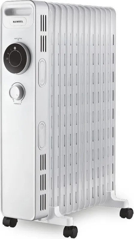 Calorifer cu ulei Kumtel KUM-1240S Alb, 2500 W, 3 trepte , Pana la 30m², Termostat, Alb