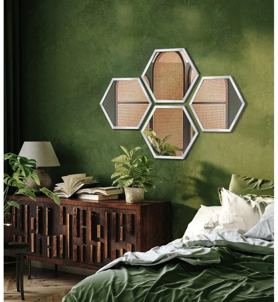 Oglinzi 4 buc. de perete 35x40 cm Heksagon – knor