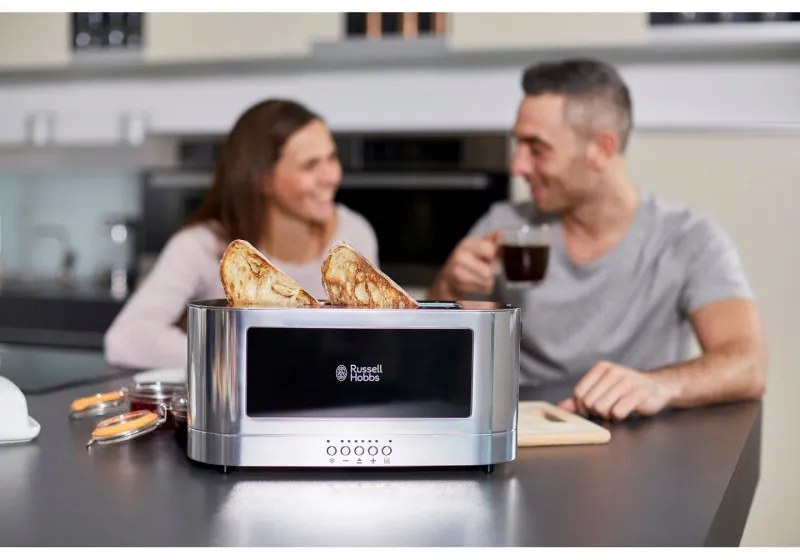 Russell Hobbs Elegance Toaster 23380-56, 1420W, 2 fileuri, 6 grade, Lift & Look, Inox/negrit