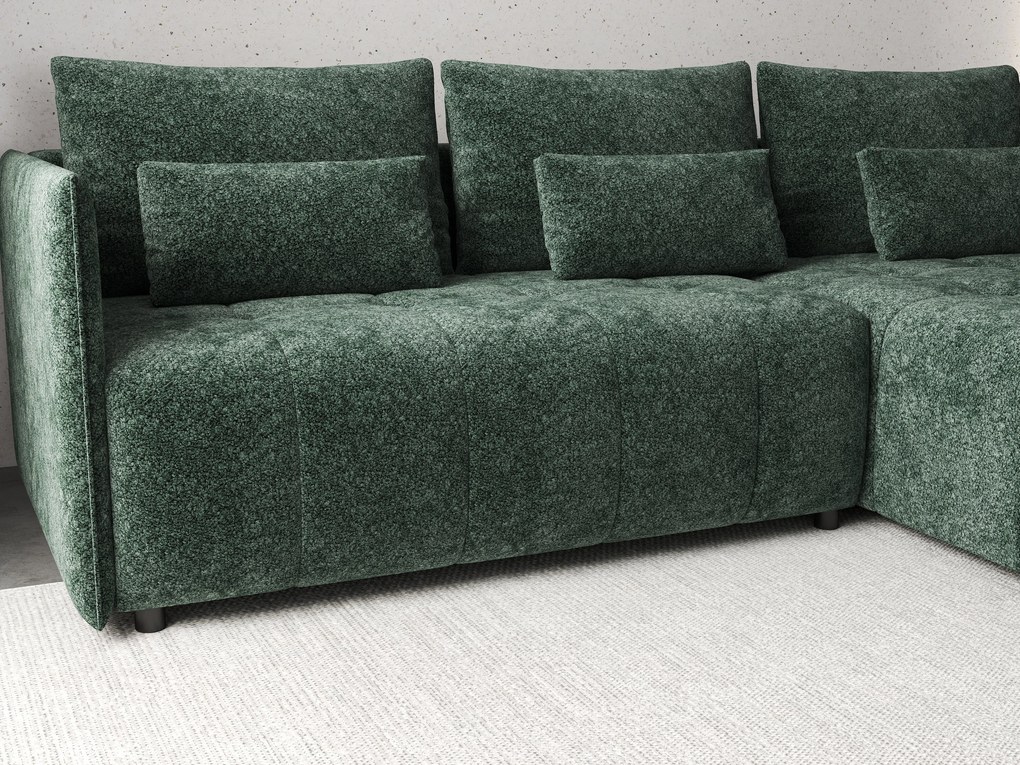 Colțar extensibil dumonde cu ladă de depozitare si sezut confortabil din spuma high-density, Malta Euphoria Green 235x185 cm