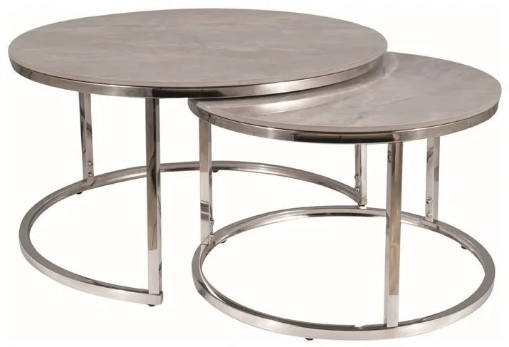 Set mese de cafea Portafino B marmura gri/crom ø80/ø60 cm