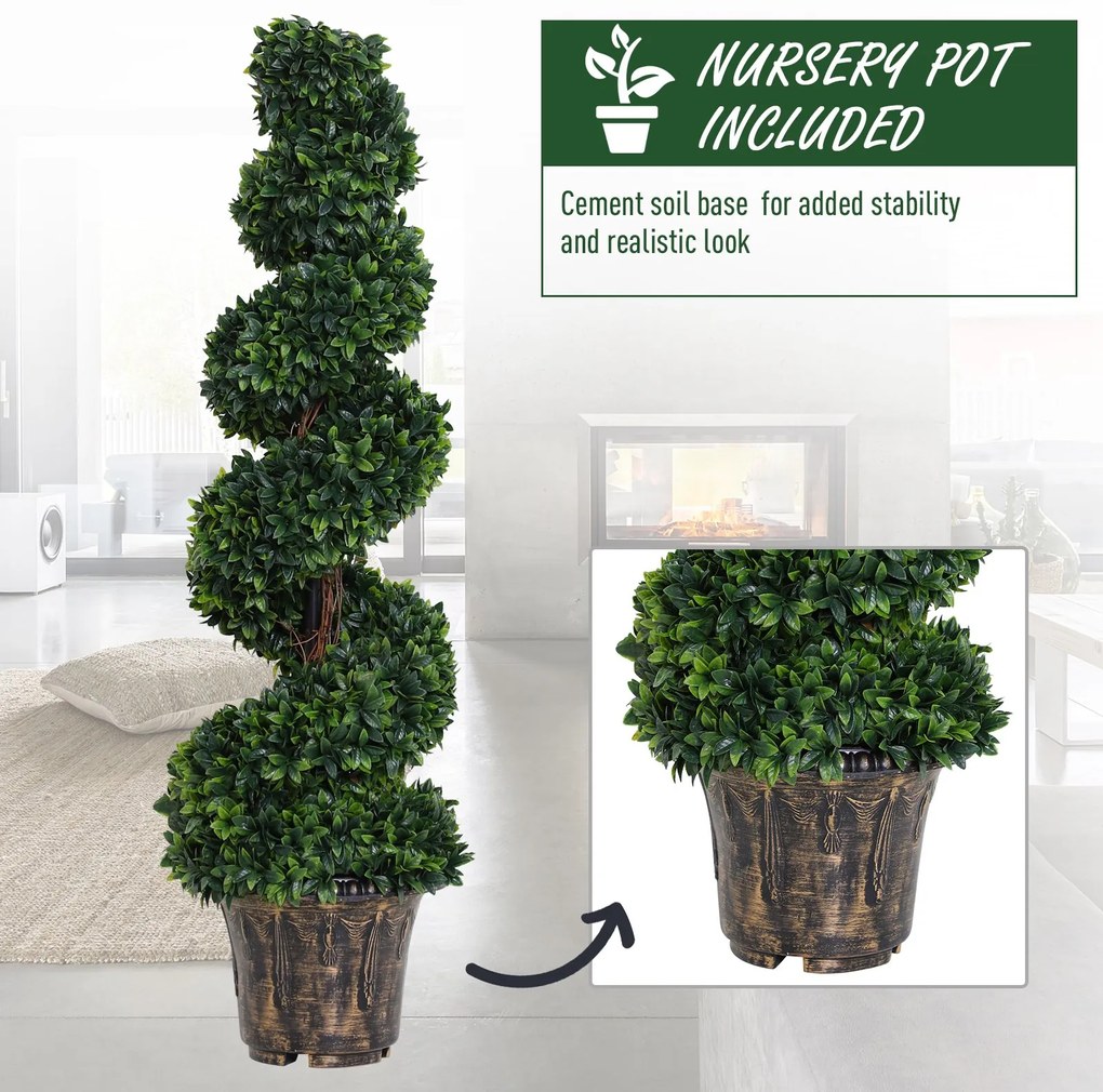 Planta Artificiala Cimisir Spiralat pentru Interior/Exterior cu Ghiveci Ф32x112cm | Aosom Romania