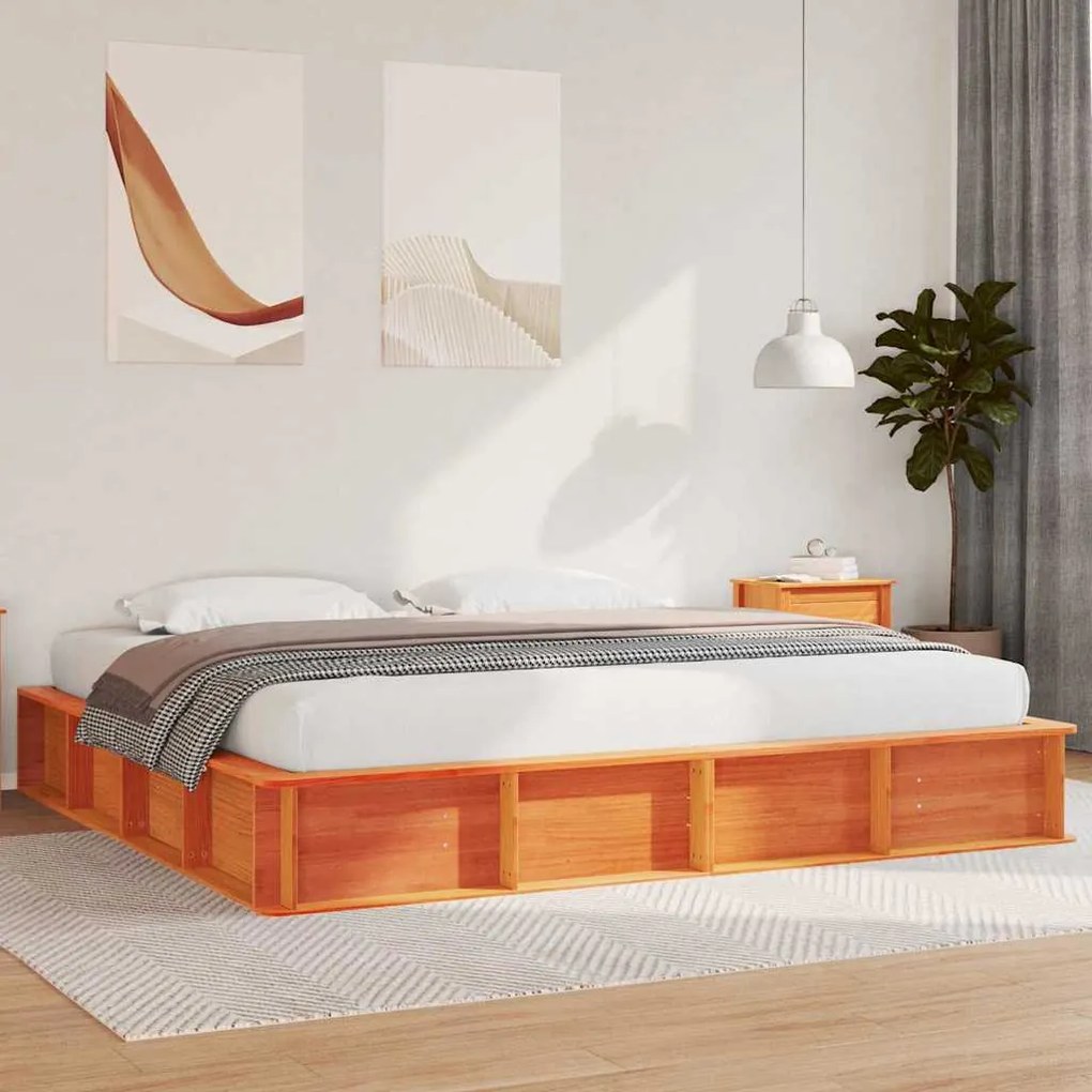 vidaXL Cadru de pat cu depozitare Maro ceruit 200 x 200 cm lemn