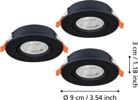 Eglo 902265 - Set 3x spoturi LED încastrate BARRANCO LED/4,8W/230V negru