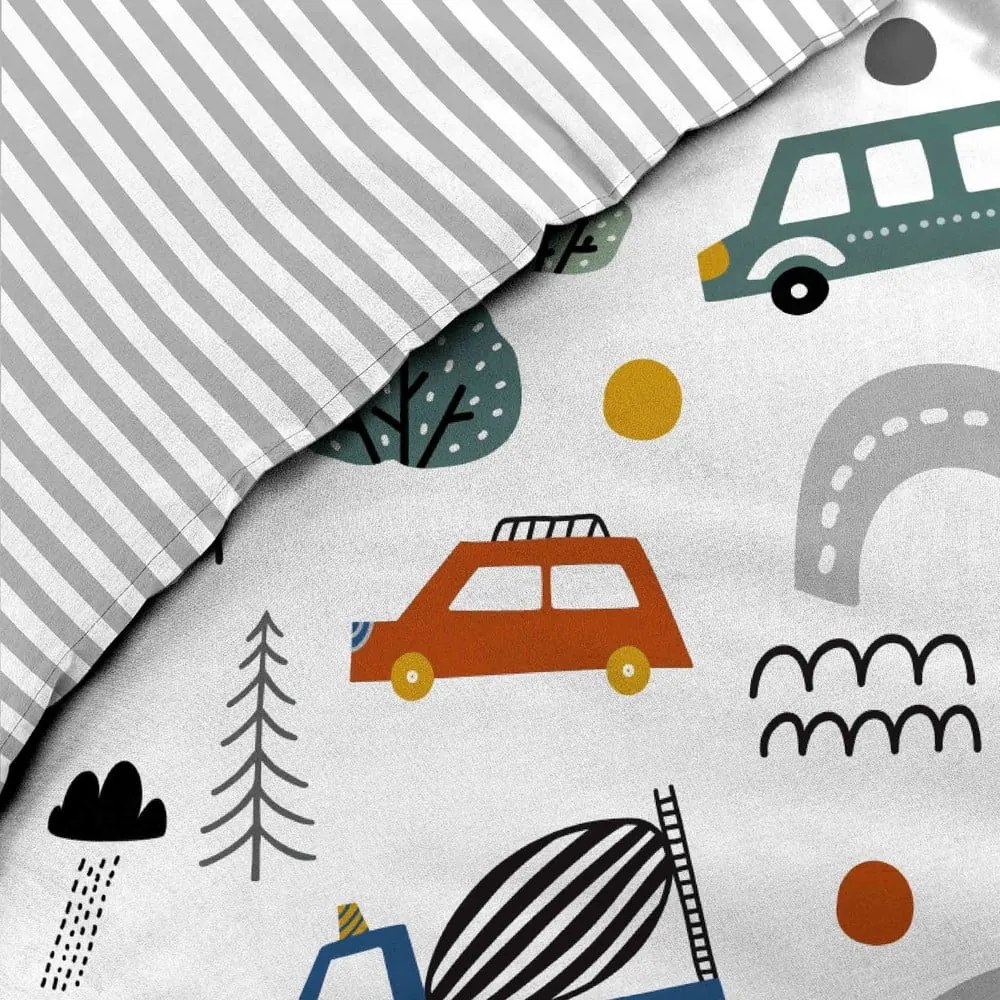 Lenjerie de pat pentru copii albă din bumbac pentru pat de o persoană 140x200 cm Pti Bolide – douceur d'intérieur