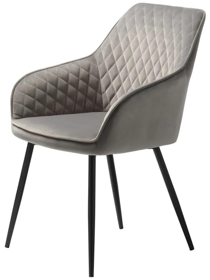 Scaun de sufragerie gri deschis cu cotiere tapițat Milton – Unique Furniture