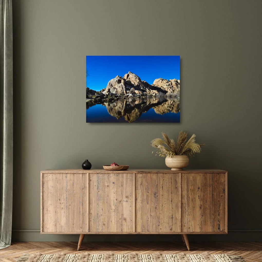 Tablou pe sticlă oglinzirea pietrelor (70x50 cm)