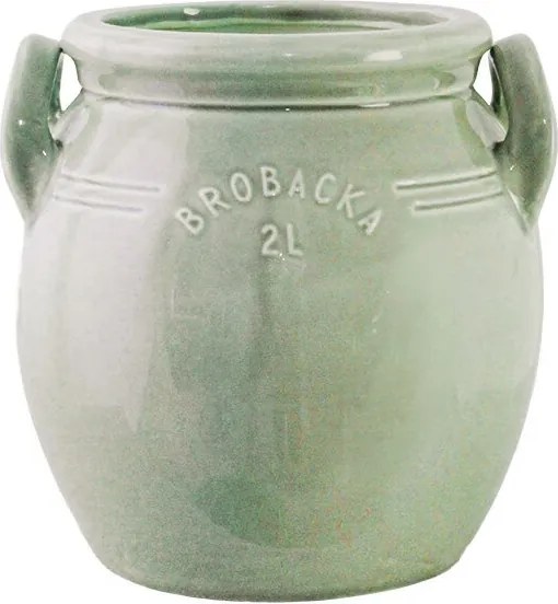 Ghiveci din ceramică glazurată manual 2L verde deschis înalt, „Brobacka"