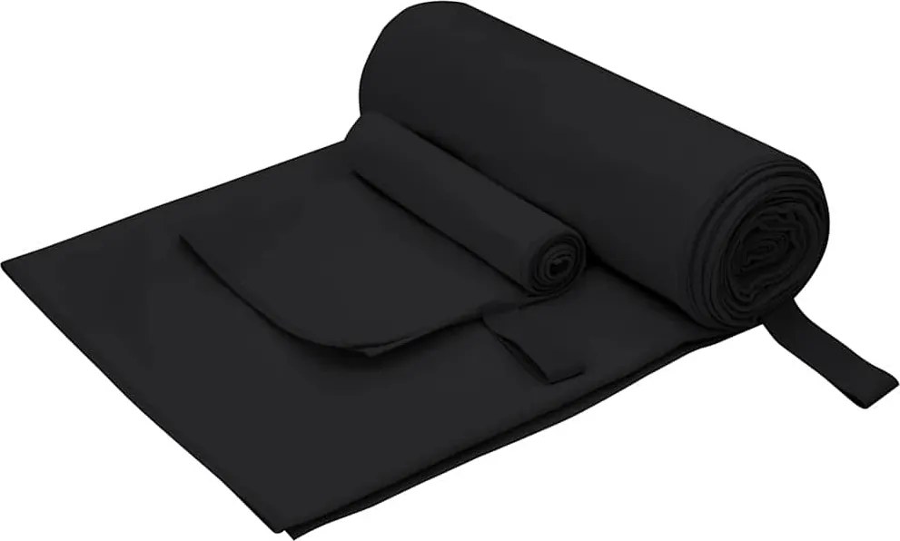 vidaXL Set de Prosoape Sport 2 pcs Negru țesătură