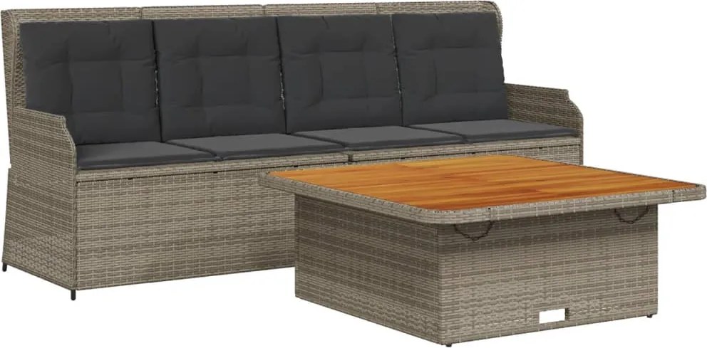 vidaXL Set canapea de grădină cu perne, 3 piese, gri, poliratan