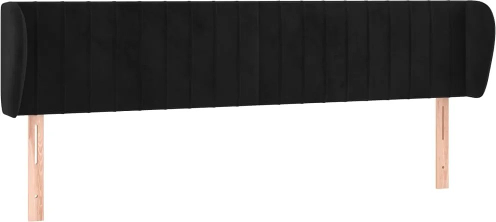 vidaXL Tăblie de pat cu aripioare negru 203x23x78/88 cm catifea