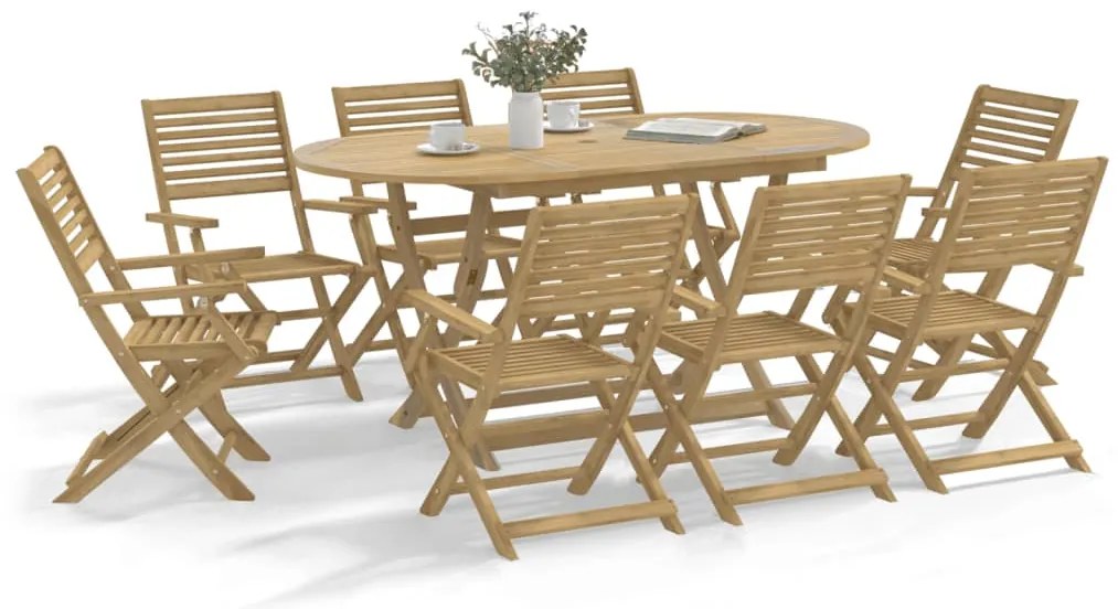 vidaXL Set mobilier de grădină, 9 piese, lemn masiv de acacia