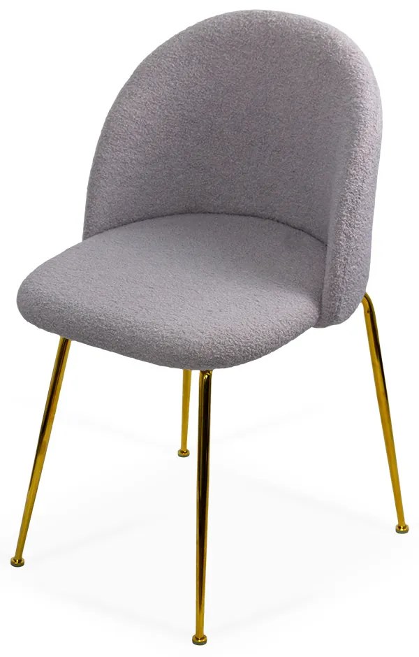 Scaun living gri din boucle cu picioare aurii BUC 284