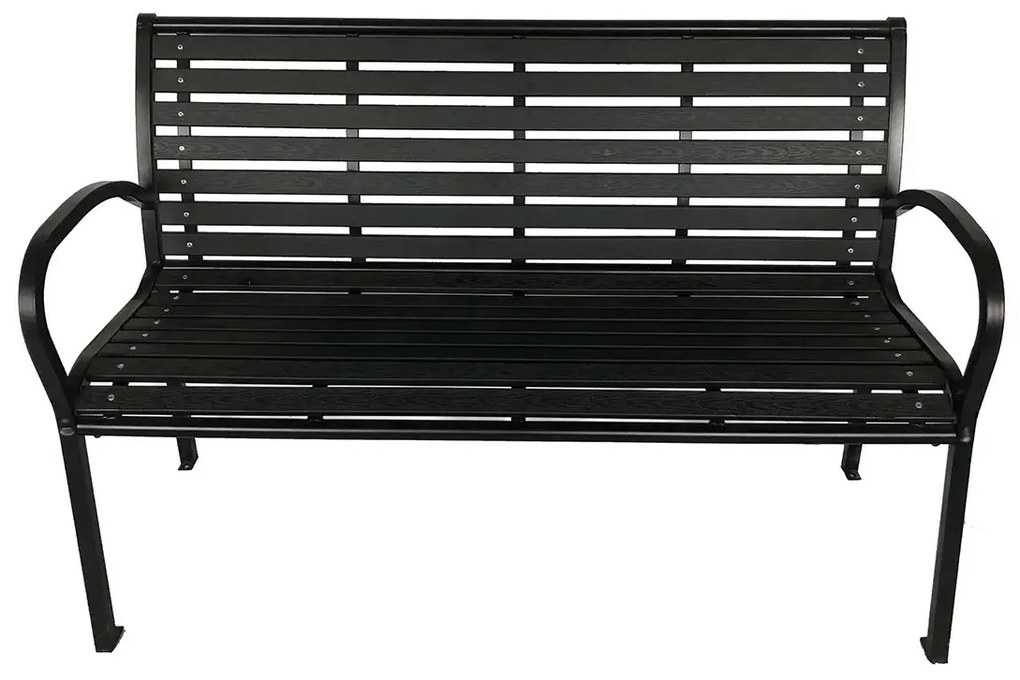 Bancă de grădină 125 x 60 x 80 cm, negru, oțel /plastic