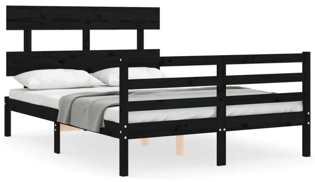 3195090 vidaXL Cadru de pat cu tăblie, negru, 120x200 cm, lemn masiv