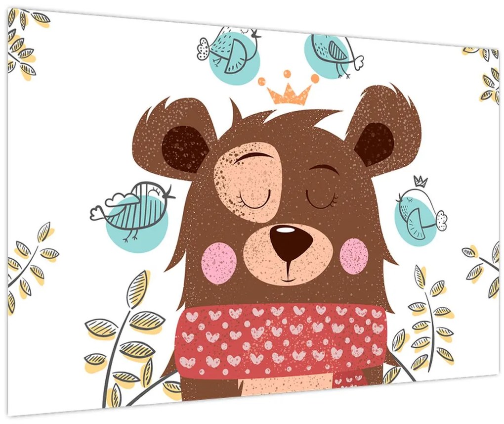 Tablou - Ursulețul cu păsărele (90x60 cm)