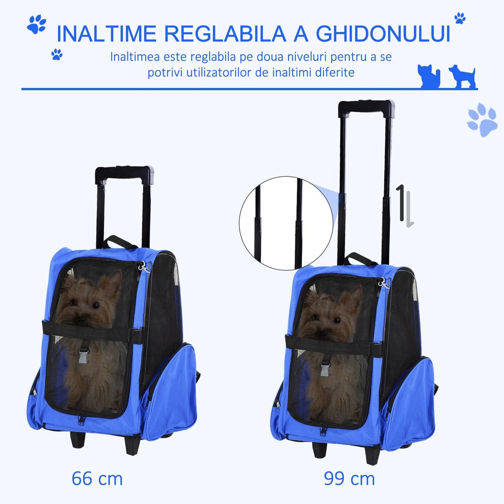 Rucsac transport animale mici PawHut, rezistent la apa, maner telescopic 36x30x49 | Aosom Romania