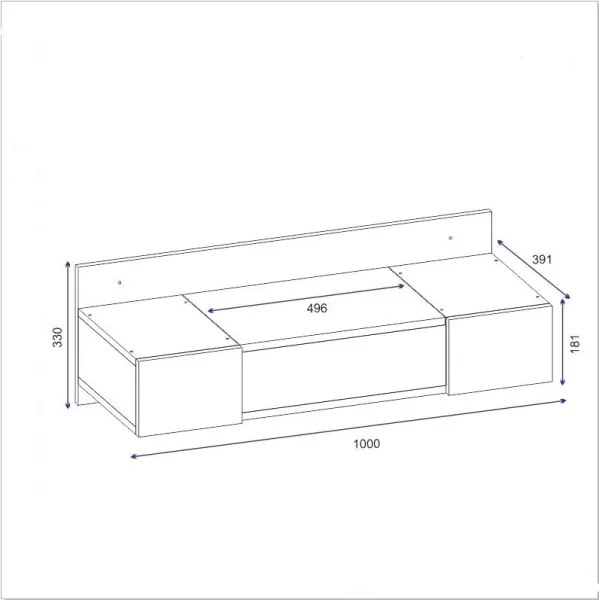 Masă de toaletă ZAKKUM 33x100 cm antracit
