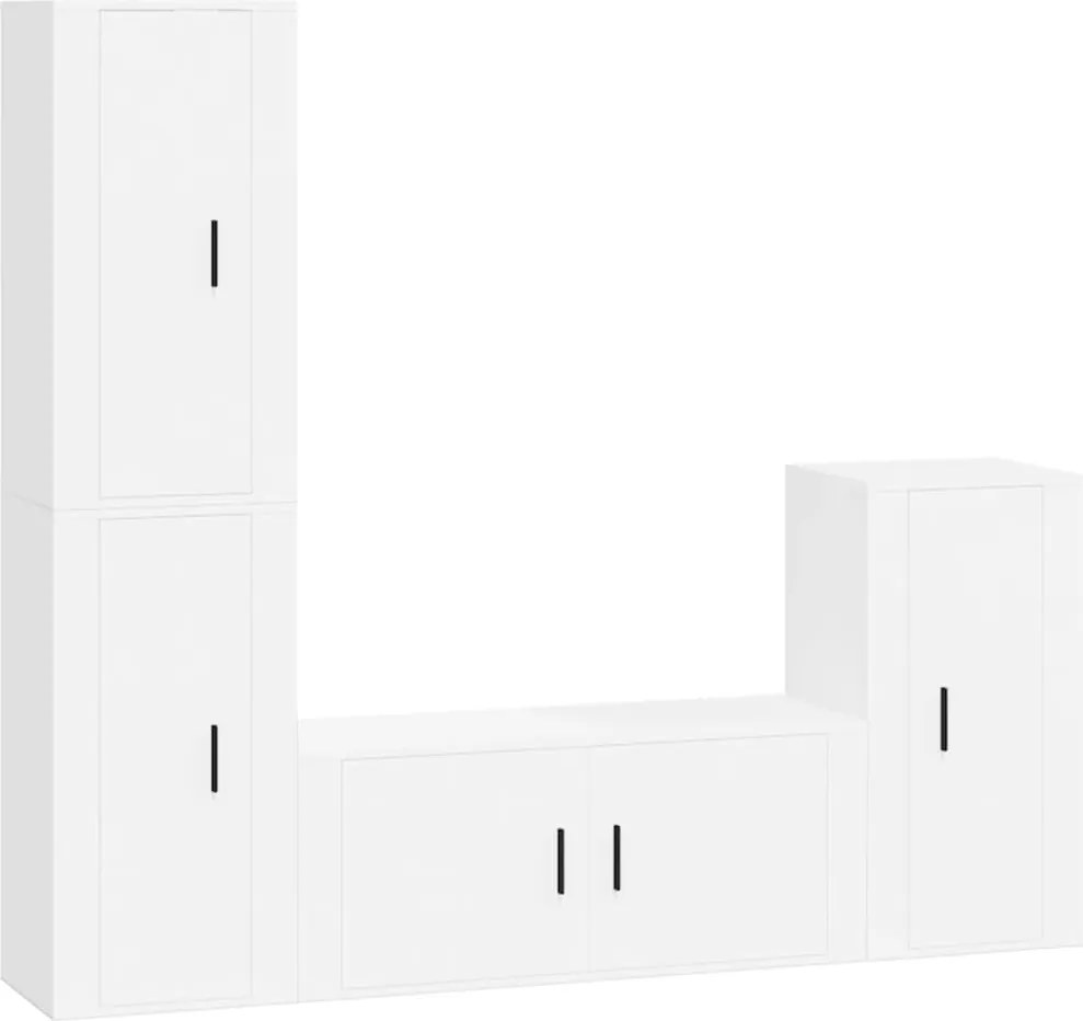 vidaXL Set dulap TV, 4 piese, alb, lemn prelucrat