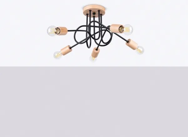 Lustră aplicată Sollux SL.1478 EMBER 5xE27/15W/230V negru/bej/fag