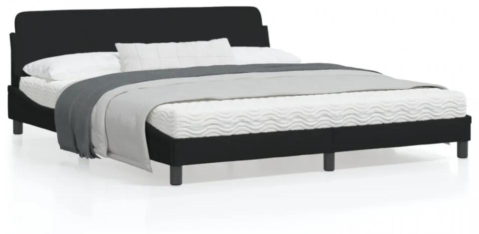 Cadru de pat cu tăblie, negru, 180x200 cm, textil