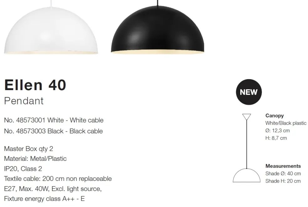 Pendul scandinav design nordic Ellen 40 negru 48573003 NL