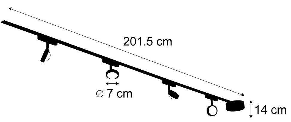 Modern railsysteem met 4 spots zwart 1-fase - Magnetic Lance