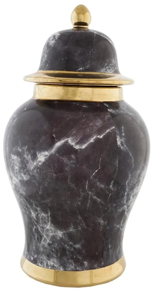 Vaza cu capac Black Elegance din portelan 17x 32 cm