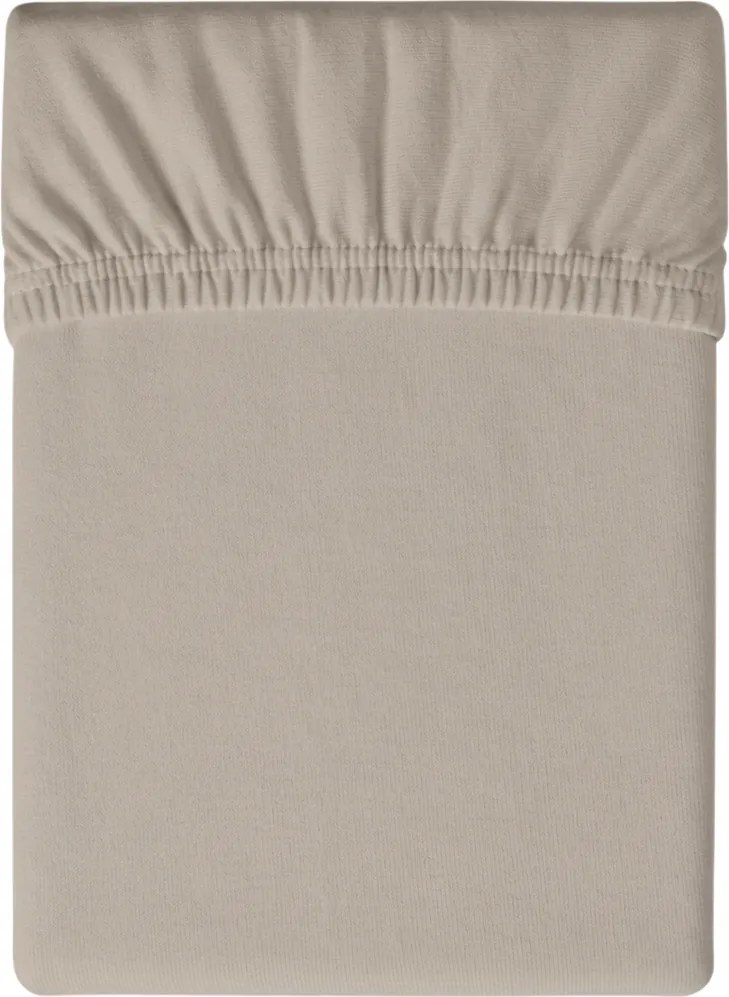 Set lenjerie de pat din crepon HEARTILO POLY bej + cearsaf Jersey 90x200 cm nisip, pat de o singura persoana