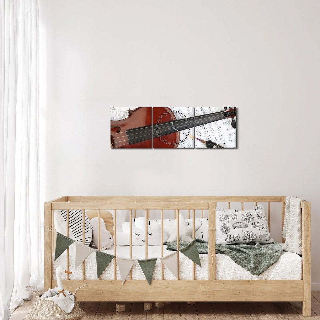 Tablou - Unelte muzicale (cu ceas) (90x30 cm)