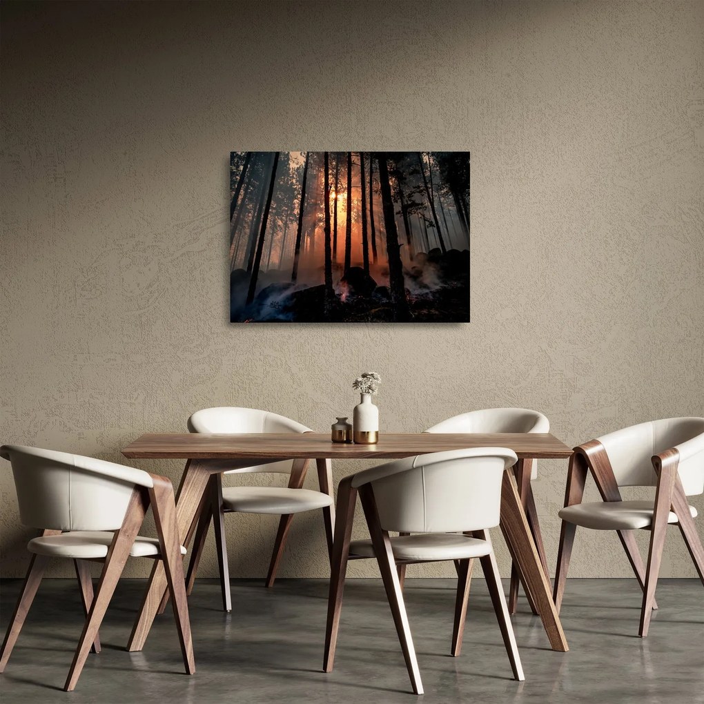Tablou pe sticlă cu pădure întunecată (70x50 cm)