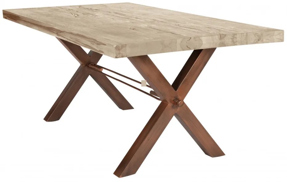 Masa dreptunghiulara din lemn de stejar Tables &amp; Benches 220x100x76 cm maro deschis/mato inchis