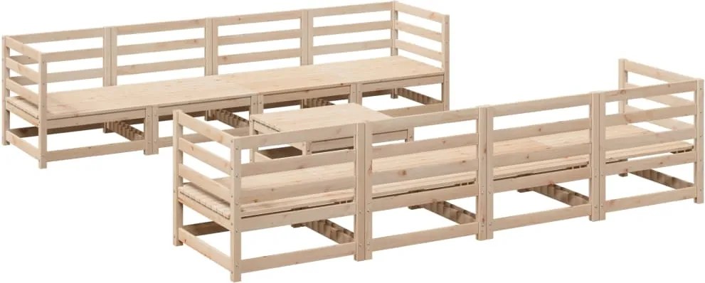 vidaXL Set canapea de grădină, 9 piese, lemn masiv de pin