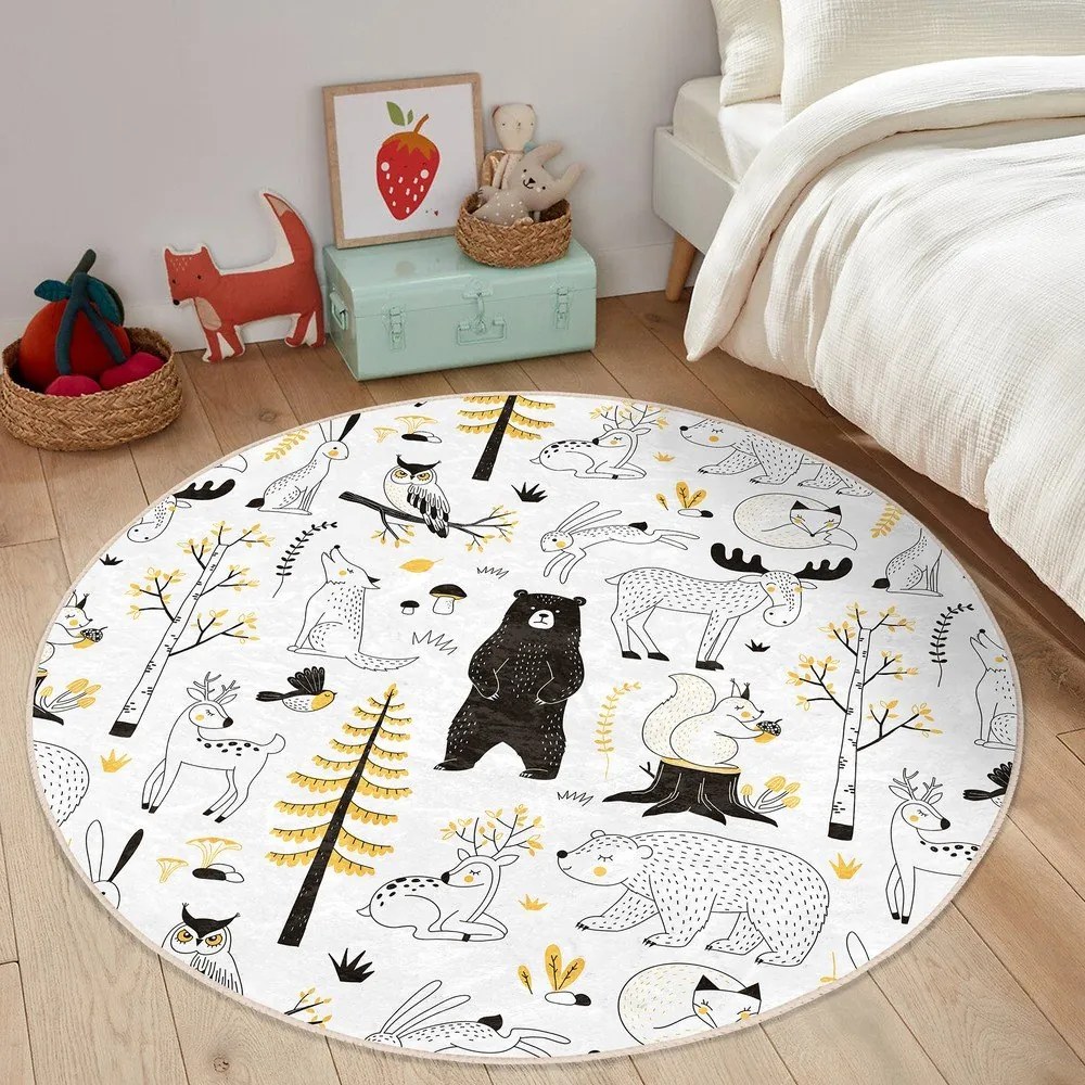 Covor pentru copii galben/alb ø 80 cm Comfort – Mila Home