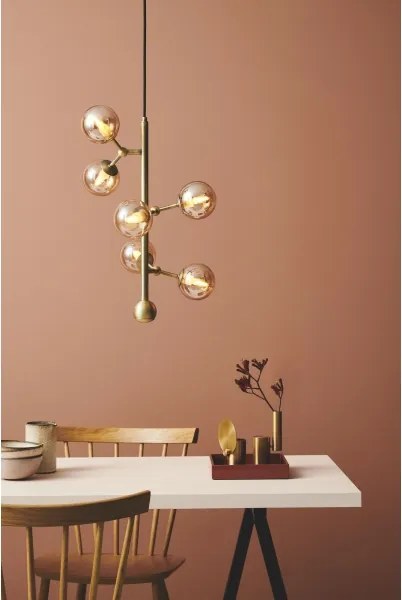 Halo Design 738861 - Lampă suspendată ATOM pe cablu, 6xG9/28W/230V, Ø 30 cm, alamă/k. bej