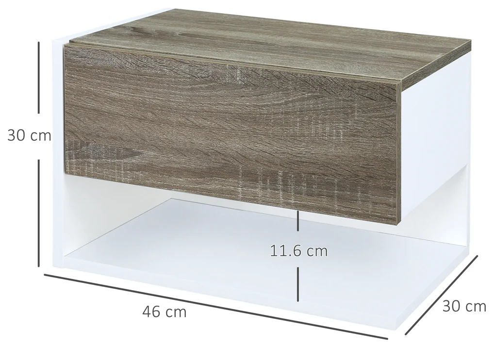 HOMCOM Set 2 Noptiere Suspendate, Dulapuri de Dormitor cu Design Modern, Spațiu de Depozitare, 35x32x22.5cm, Stejar și Negru | Aosom Romania