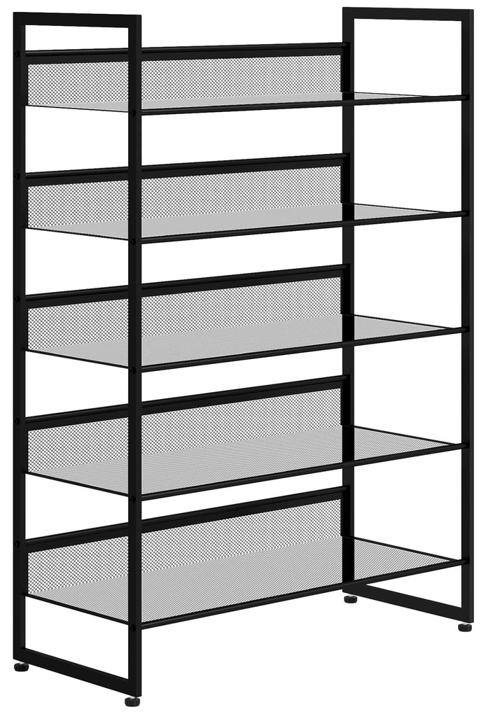 HOMCOM Suport pantofi, suport pantofi, raft pentru pantofi, 5 nivele, 72 cm x 30 cm x 102 cm, negru | Aosom Romania