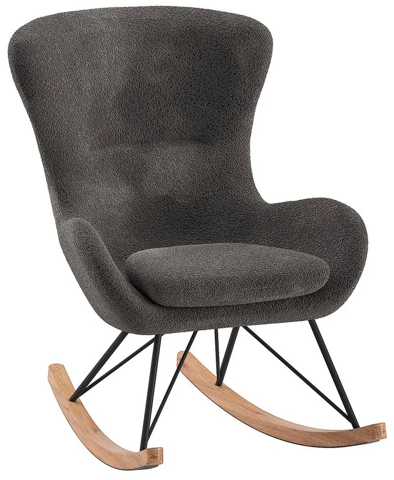 Fotoliu de copii gri balansoar cu tapițerie din stofă bouclé ROCKY – Vipack