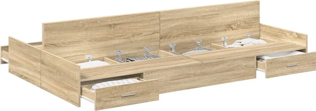 vidaXL Cadru de pat cu depozitare cu sertar Stejar Sonoma 120 x 190 cm