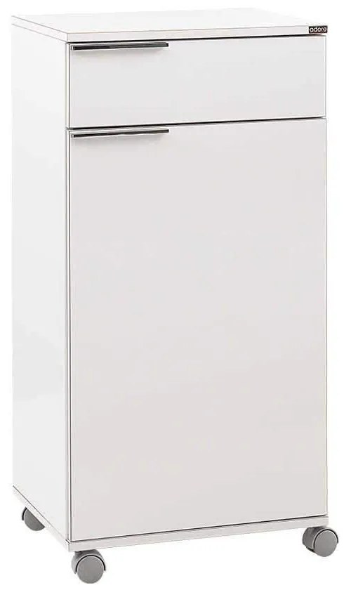 Corp Mobil Adore Diamond, cu usa, sertar si rotile, Alb, 50 x 100 x 40 cm