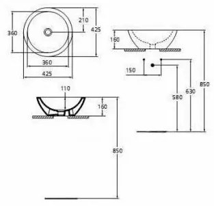 Lavoar pe blat Ideal Standard Strada rotund 42 cm