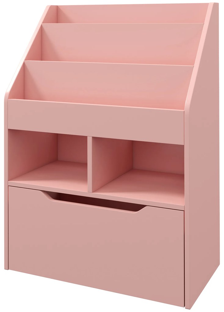 HOMCOM Raft pentru copii cu sertar, bibliotecă cu rafturi, 60 x 29,9 x 90 cm, Roz | Aosom Romania