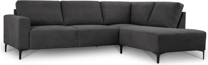 Colțar gri antracit cu tapițerie din chenille (cu colț pe partea dreaptă/în formă de ”L”) Fabian – Scandic