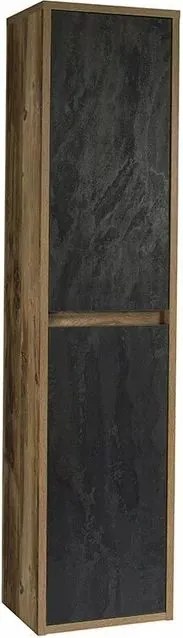 Dulap coloana suspendat 40 cm cu 2 usi Comad Hampton inchis beton si stejar Huton
