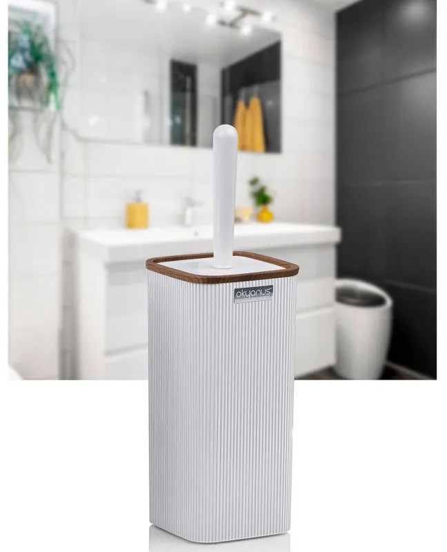 Set de baie Freehome OKY-461-3-B, 5 piese, Lemn/ Duna alba