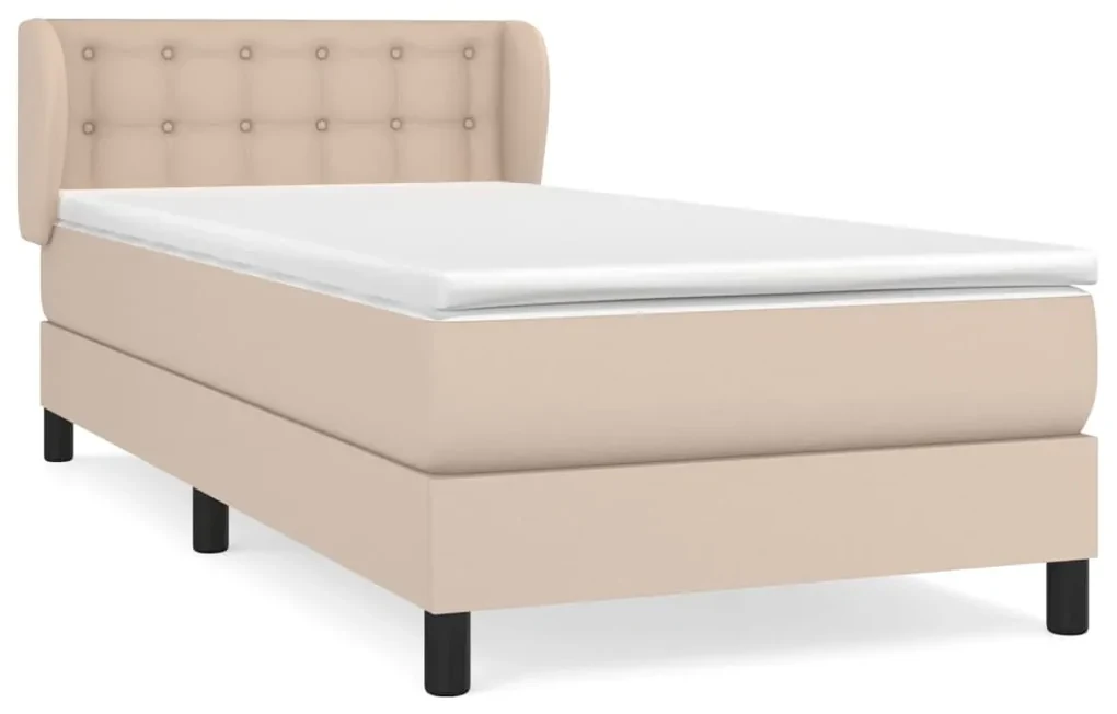 3127282 vidaXL Pat box spring cu saltea, cappuccino, 80x200 cm piele ecologică