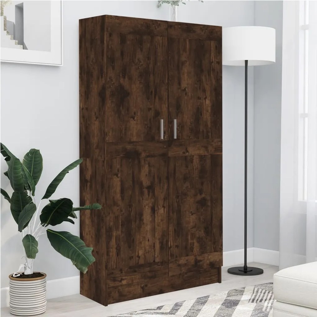 815612 vidaXL Bibliotecă, stejar fumuriu, 82,5x30,5x150 cm, lemn prelucrat