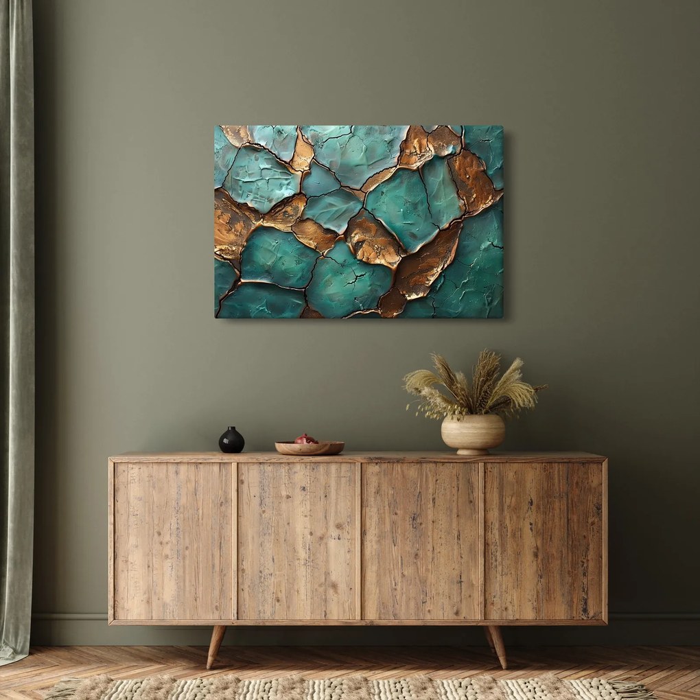 Tablou - Pictură verde-auriu (90x60 cm)