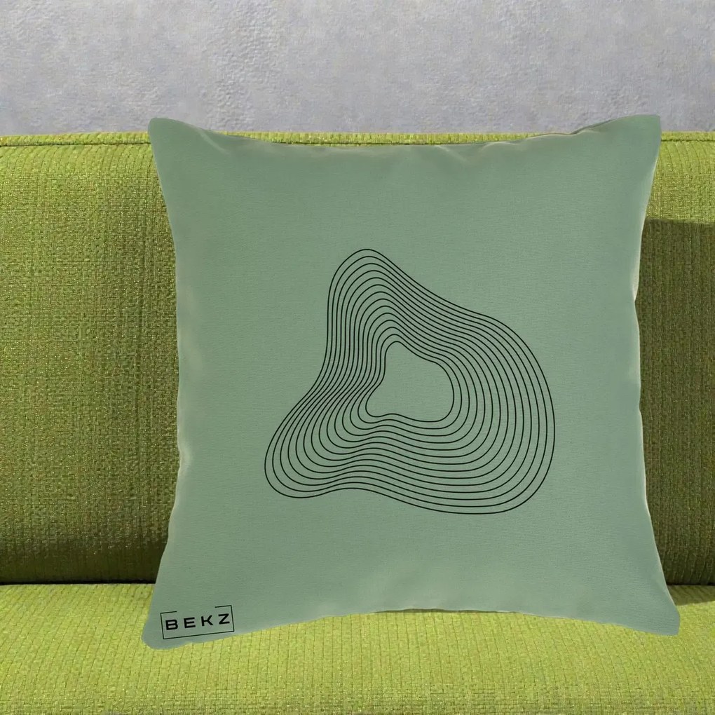 Perna Decorativa Abstract Linii Organice, 40x40 cm, Verde, Husa Detasabila, Perna Inclusa, BEKZ®